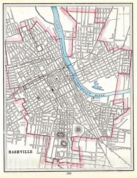 Historic Map : 1898 Nashville : Vintage Wall Art | Nashville map ...