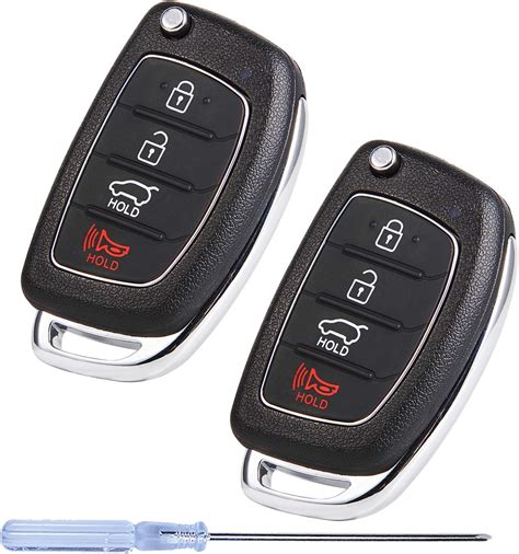 Amazon.com: Replacement Key Fob Case for Hyundai Sonata - 2Pcs 4 Buttons Flip Key Remote Fob Key ...