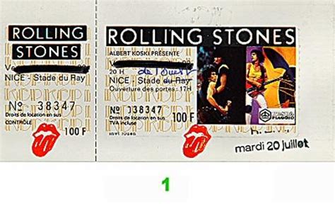 The Rolling Stones Vintage Concert Vintage Ticket from Parc des Sports ...