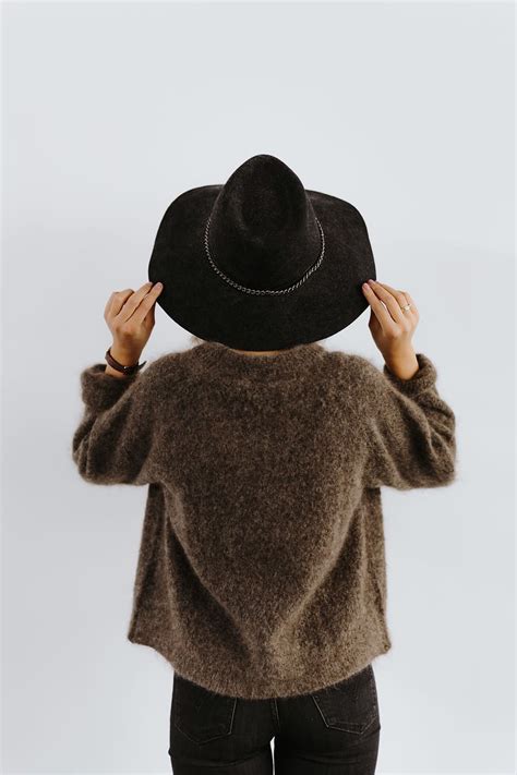 woman, brown, sweater, black, hat, head, black hat, studio shot, CC0, public domain, royalty ...