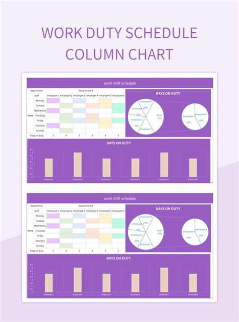 Work Duty Schedule Column Chart Excel Template And Google Sheets File For Free Download - Slidesdocs