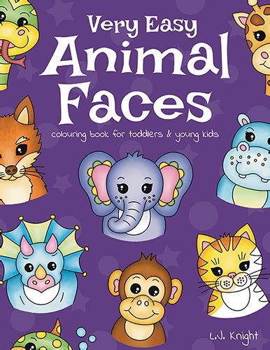 New – Very Easy Animal Faces Colouring Book | L.J. Knight Art