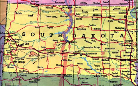 Detailed map of South Dakota state with highways | Vidiani.com | Maps of all countries in one place