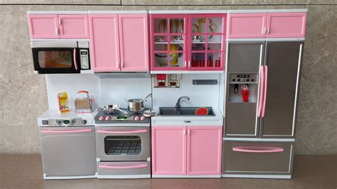 Unboxing new barbie kitchen set - Deluxe Modern toy Kitchen- Battery Operated doll Kitchen ...
