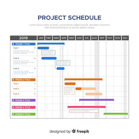 Free Vector | Colorful project schedule template with flat design