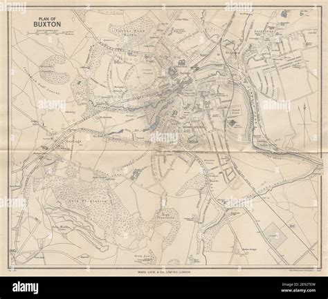 BUXTON vintage tourist town city plan. Derbyshire. WARD LOCK 1950 old map Stock Photo - Alamy