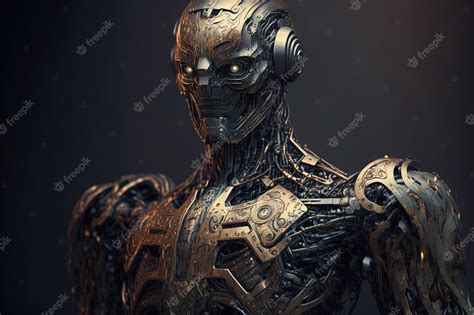 Premium Photo | A cyborg with an intimidating look prostheses of the future mechanical body ...