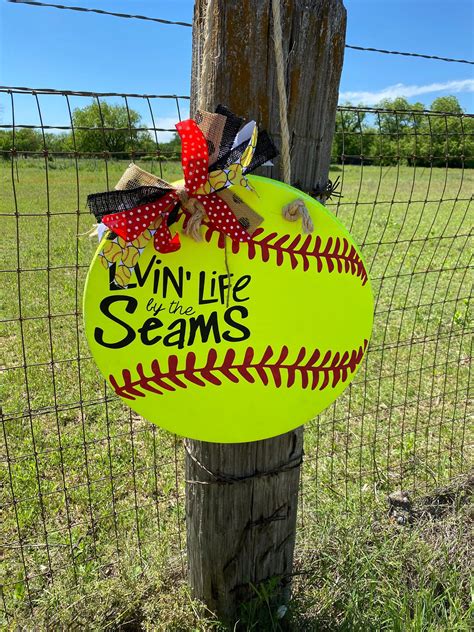 Get ready for softball season, with adding this adorable base ball sign to your front door ...