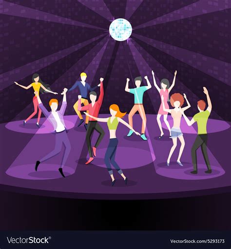 People dancing in nightclub dance floor flat Vector Image