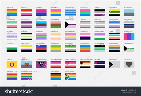 Lgbt Symbols Flat Pride Flags List Stock Vector (Royalty Free ...