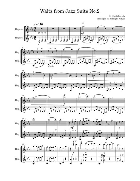 Waltz no. 2 – Dmitri Shostakovich Waltz from Jazz Suite No. 2 Sheet music for Violin (String ...