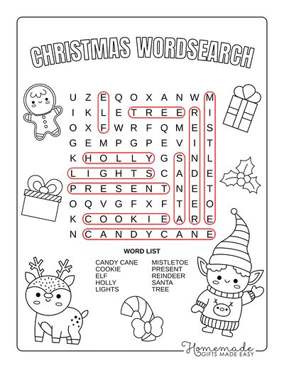 Best Free Printable Christmas Word Search Puzzles for Kids