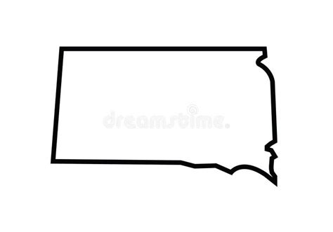 South Dakota Outline Map State Shape Stock Vector - Illustration of ...