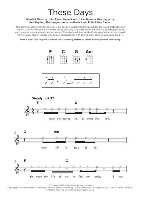 These Days (featuring Jess Glynne, Macklemore and Dan Caplen) by Rudimental - Ukulele - Guitar ...