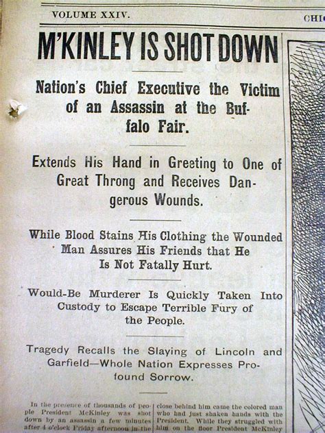 1901 headline newspaper ASSASSINATION of PRESIDENT McKINLEY at Buffalo NEW YORK