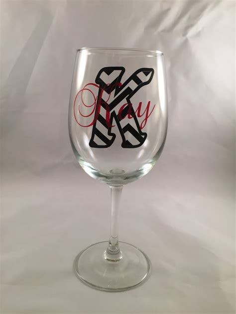 Chevron Monogrammed Wine Glasses by ClassyDrinkware on Etsy