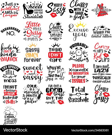 Collection sassy phrases slogans or quotes Vector Image