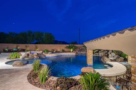 tributary pools custom pool backyard boulder living gilbert arizona paradise luxury pool jeromey ...