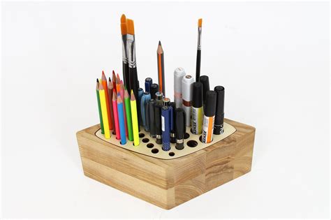 Wood Desk Organizer, Pen Stand, Wooden Pencil Holder, Wood Pen Holder – PromiDesign, UK