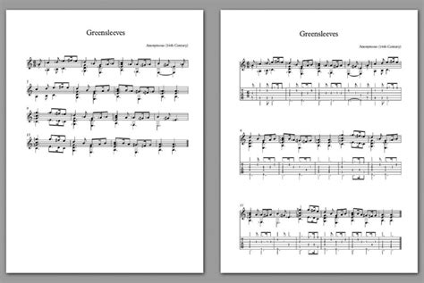 Greensleeves Guitar Notation and TABs [Free Download]