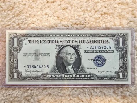 1957-B $1 DOLLAR Bill Silver Certificate STAR Note BLUE SEAL Looks Gem ...