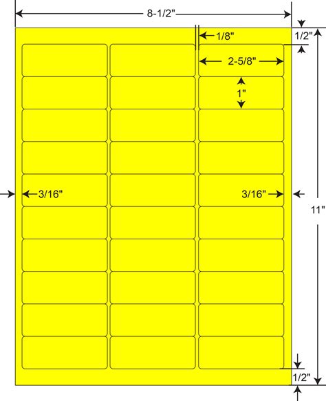 2-5/8" x 1" Fluorescent Yellow Sheeted Labels (100 Sheets) - Thermal Label HQ