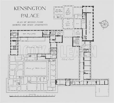 Kensington Palace, Plan of Second Floor showing the State … stock image ...