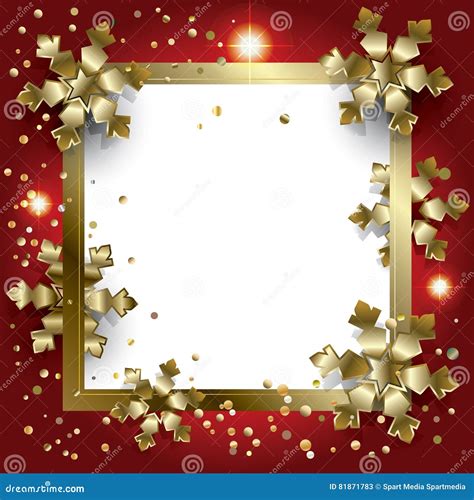 Happy New Year Christmas Gold Frame Blank Page Template for Wishes Text ...