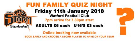 Quiz Night – HEMEL STORM BASKETBALL