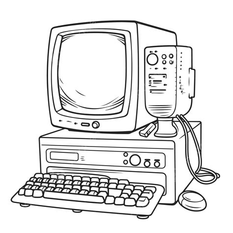 Computer And Pc Coloring Pages Outline Sketch Drawing Vector, Cartoon Computer Drawing, Cartoon ...