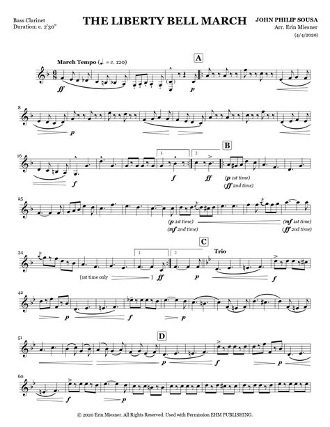 Liberty Bell March for Clarinet Quartet — EHM Publishing