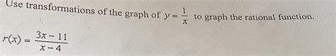 Solved Use transformations of the graph of y=1x ﻿to graph | Chegg.com