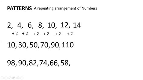 Number Patterns Examples With Answers