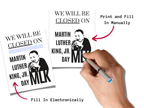 Martin Luther King Jr. Day Closed Sign Holiday Closure Reminder Holiday ...