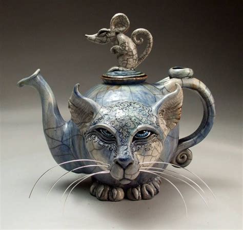 Teapot by artist Michael Grafton from Grafton Pottery | Tea pots, Cat ...