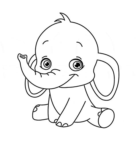 Cute Baby Elephant Coloring Pages | BubaKids.com