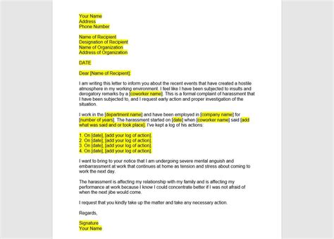 Workplace Harassment Letter Template, Workplace Harassment Letter, Workplace Harassment Template ...