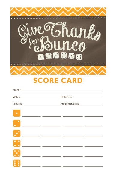 Give Thanks for Bunco Theme Scorecard and Table Marker Set - Etsy ...