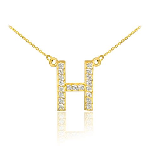 Diamond Letter H Pendant Necklace in 10K Gold | Gold Boutique