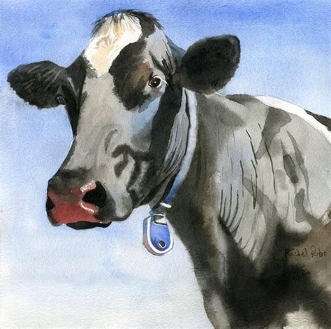 Hereford cow art Print of my watercolor painting Farm Cattle