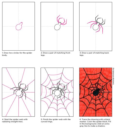 How to Draw a Spider: Easy Step-by-Step Art Lesson for Kids | Spider ...