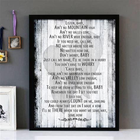 "Ain't No Mountain High Enough" - Marvin Gaye - Framed Lyrics Wall Art