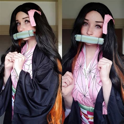 Nezuko Kamado Cosplay Costume & Contact Lenses — UNIQSO