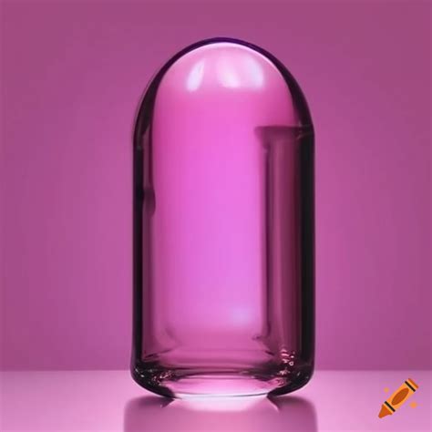 Cylindrical glass pod filled with pink liquid
