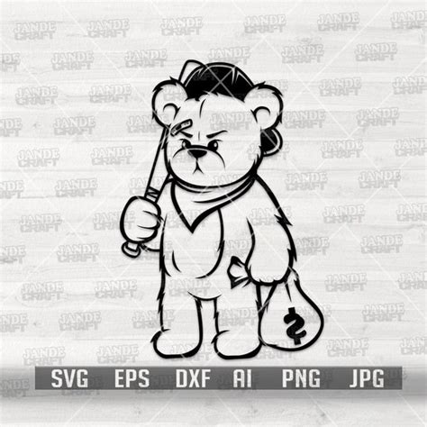 Gangster Teddy Bear Svg Angry Bad Bear Clipart Cute - Etsy