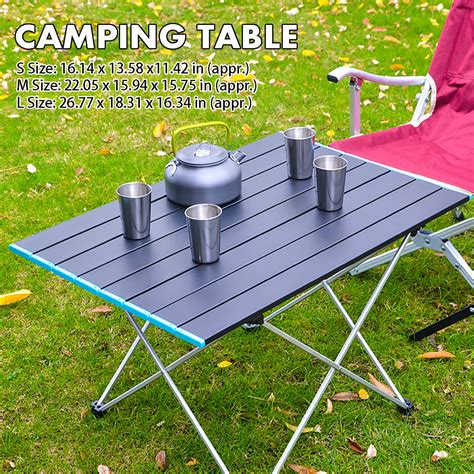 Portable Aluminum Folding Camping Table Lightweight Picnic Table with Storage Bag, Stable ...