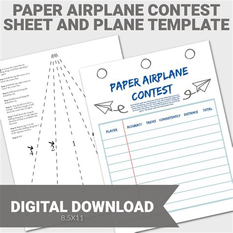 Paper Airplane Contest Judging Sheet, Print and Fold Paper Airplane ...