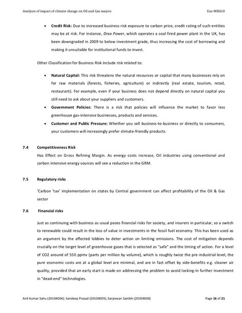 Analysis of environmental impact on oil & gas company