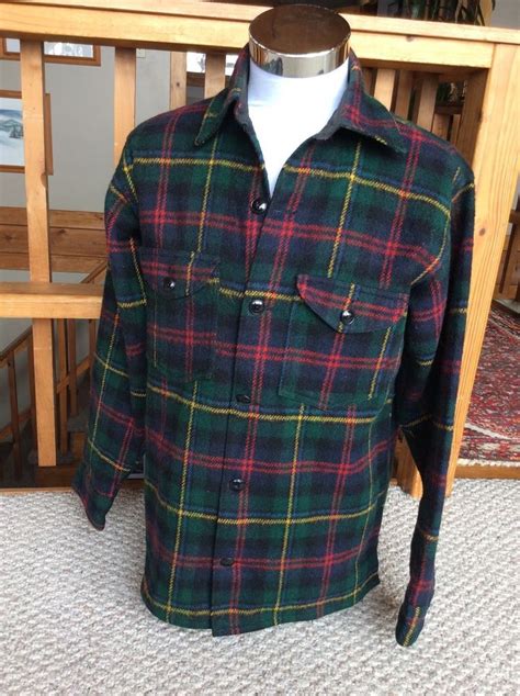 JOHNSON WOOLEN MILLS Plaid Wool Shirt Men's Size Medium #JohnsonWoolenMills #ButtonFront | Wool ...