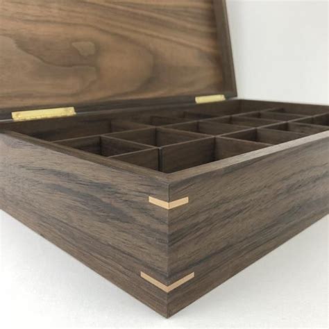 Walnut Tea Box - Etsy | Wood tea box, Wooden box designs, Wood box design